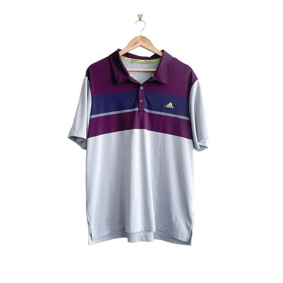 Adidas Climacool Golf Polo Shirt Short Sleeved Gray Burgundy Navy Men's XL - Picture 1 of 7